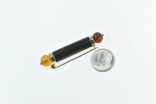 Load image into Gallery viewer, 10K Black Onyx Amber Sphere Bar Vintage Statement Pin/Brooch Yellow Gold