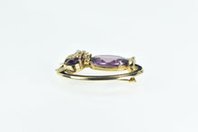 Load image into Gallery viewer, 14K Amethyst Seed Pearl Syn. Sapphire Cat Oval Pin/Brooch Yellow Gold