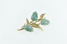 Load image into Gallery viewer, 14K Pear Jadeite Leaf Branch Vintage Nature Motif Pin/Brooch Yellow Gold