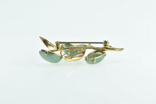 Load image into Gallery viewer, 14K Pear Jadeite Leaf Branch Vintage Nature Motif Pin/Brooch Yellow Gold