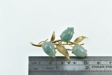 Load image into Gallery viewer, 14K Pear Jadeite Leaf Branch Vintage Nature Motif Pin/Brooch Yellow Gold