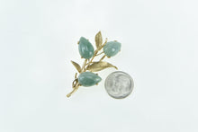 Load image into Gallery viewer, 14K Pear Jadeite Leaf Branch Vintage Nature Motif Pin/Brooch Yellow Gold