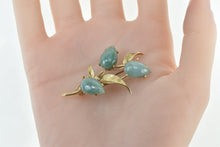 Load image into Gallery viewer, 14K Pear Jadeite Leaf Branch Vintage Nature Motif Pin/Brooch Yellow Gold