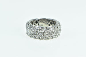 18K 0.81 Ctw Pave Diamond Statement Band Ring White Gold