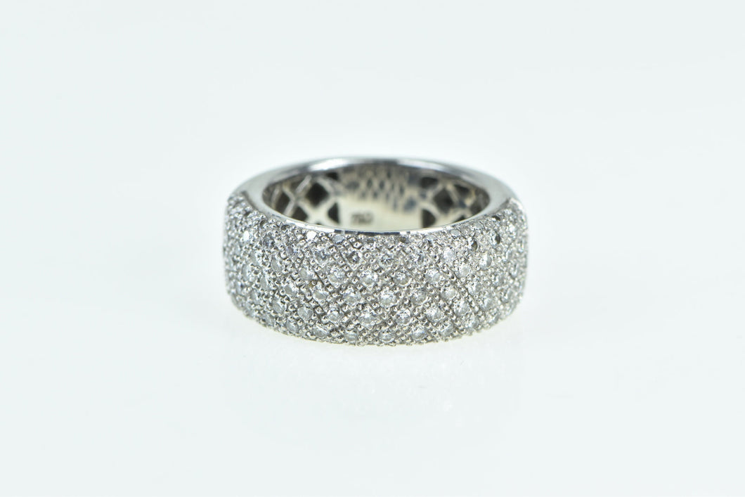 18K 0.81 Ctw Pave Diamond Statement Band Ring White Gold