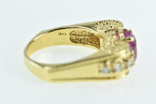 Load image into Gallery viewer, 18K Oval Pink Sapphire Diamond Swirl Statement Ring Yellow Gold