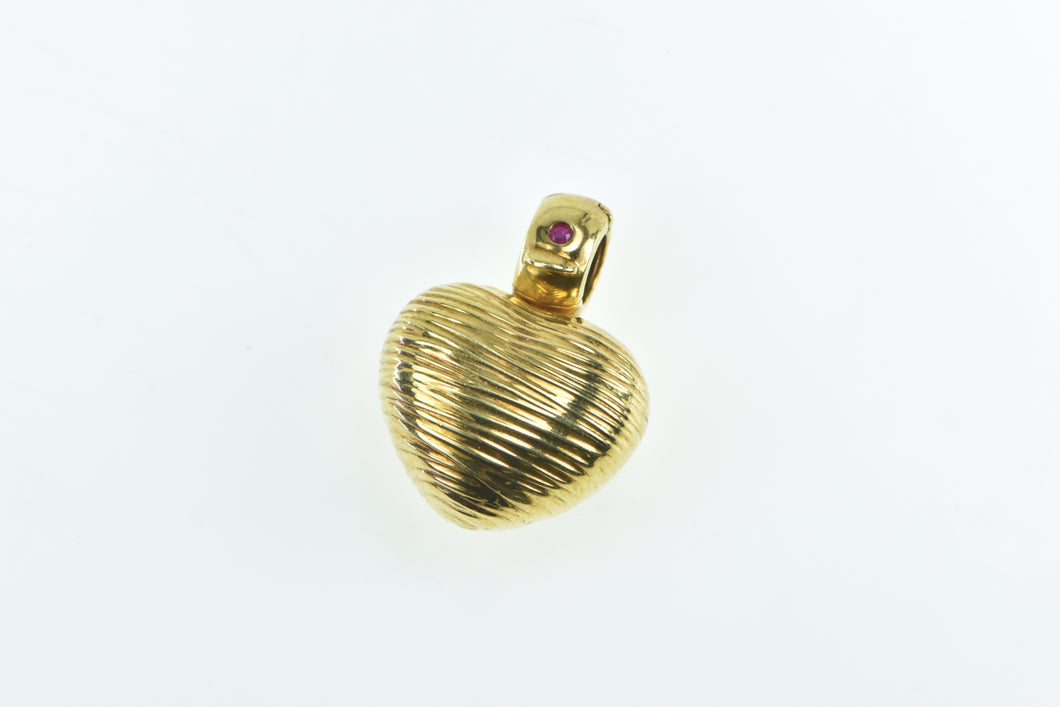 18K Roberto Coin Puffy Banded Heart Love Symbol Pendant Yellow Gold