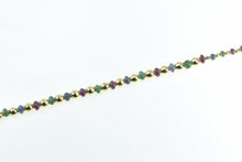 Load image into Gallery viewer, 18K Ruby Sapphire Emerald Beaded Italian Designer Necklace 17&quot; Yellow Gold