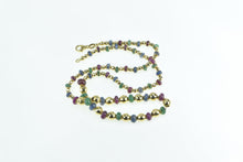 Load image into Gallery viewer, 18K Ruby Sapphire Emerald Beaded Italian Designer Necklace 17&quot; Yellow Gold