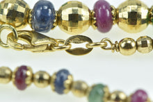 Load image into Gallery viewer, 18K Ruby Sapphire Emerald Beaded Italian Designer Necklace 17&quot; Yellow Gold