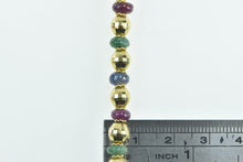 Load image into Gallery viewer, 18K Ruby Sapphire Emerald Beaded Italian Designer Necklace 17&quot; Yellow Gold