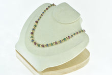 Load image into Gallery viewer, 18K Ruby Sapphire Emerald Beaded Italian Designer Necklace 17&quot; Yellow Gold