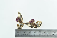 Load image into Gallery viewer, 14K 1930&#39;s Ruby Diamond Swirl Loop Clip Back Earrings Yellow Gold