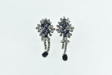 Load image into Gallery viewer, 14K 1950&#39;s Sapphire Diamond Cluster French Clip Earrings White Gold