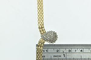 14K 0.45 Ctw Diamond Pear Cluster Flat Box Chain Necklace 17" Yellow Gold