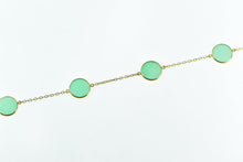 Load image into Gallery viewer, 14K Round Green Glass Cable Chain Vintage Necklace 16.25&quot; Yellow Gold