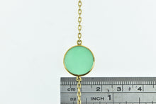 Load image into Gallery viewer, 14K Round Green Glass Cable Chain Vintage Necklace 16.25&quot; Yellow Gold