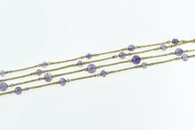 Load image into Gallery viewer, 14K Amethyst Wheat Palma Link Layering Opera Chain Necklace 97&quot; Yellow Gold