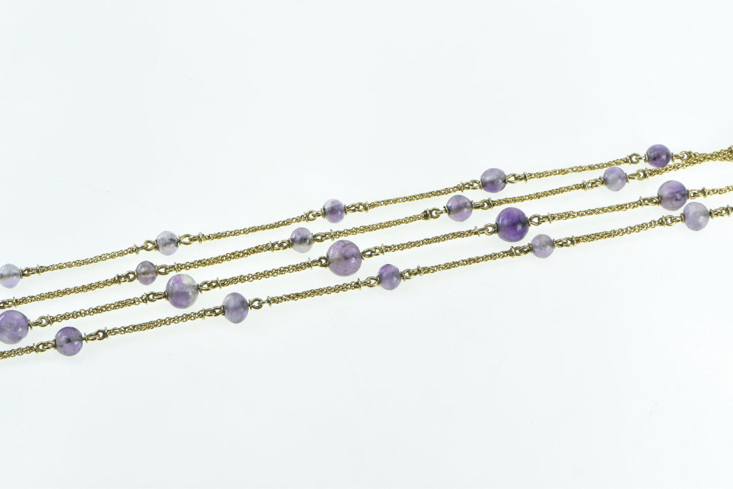 14K Amethyst Wheat Palma Link Layering Opera Chain Necklace 97