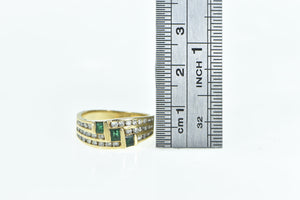 14K 0.75 Ctw Emerald Diamond Vintage Bypass Ring Yellow Gold