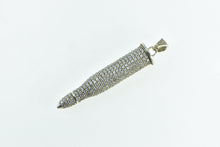 Load image into Gallery viewer, Sterling Silver Pave Cubic Zirconia Encrusted Bullet Statement Pendant