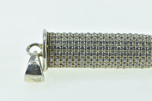 Sterling Silver Pave Cubic Zirconia Encrusted Bullet Statement Pendant