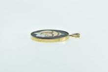 Load image into Gallery viewer, 10K Tibetan Buddhist Black Onyx Enamel Gold Inlay Pendant Yellow Gold