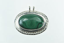 Load image into Gallery viewer, Sterling Silver Oval Malachite Cabochon Southwester Statement Pendant