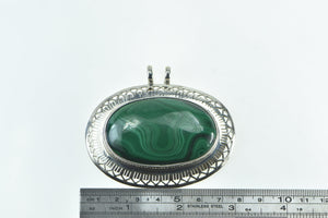 Sterling Silver Oval Malachite Cabochon Southwester Statement Pendant