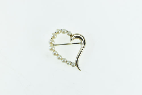 14K Krementz Pearl Heart Love Symbol Vintage Pin/Brooch Yellow Gold