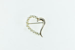 14K Krementz Pearl Heart Love Symbol Vintage Pin/Brooch Yellow Gold