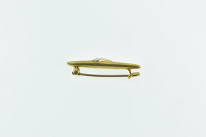 14K Vintage Oval Seed Pearl Striped Textured Bar Pin/Brooch Yellow Gold