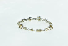 Load image into Gallery viewer, Sterling Silver 18k Gold Faceted Citrine Vintage Bar Chain Bracelet 6.5&quot;