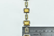 Load image into Gallery viewer, Sterling Silver 18k Gold Faceted Citrine Vintage Bar Chain Bracelet 6.5&quot;