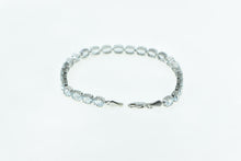 Load image into Gallery viewer, 14K Oval Aquamarine Vintage Statement Chain Bracelet 7.75&quot; White Gold