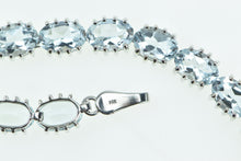 Load image into Gallery viewer, 14K Oval Aquamarine Vintage Statement Chain Bracelet 7.75&quot; White Gold