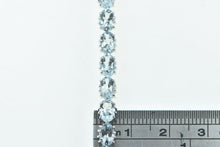 Load image into Gallery viewer, 14K Oval Aquamarine Vintage Statement Chain Bracelet 7.75&quot; White Gold