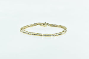 14K 0.75 Ctw Diamond Vintage Bar Link Chain Bracelet 7.5" Yellow Gold