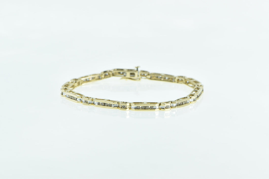 14K 0.75 Ctw Diamond Vintage Bar Link Chain Bracelet 7.5