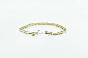 14K 0.75 Ctw Diamond Vintage Bar Link Chain Bracelet 7.5" Yellow Gold