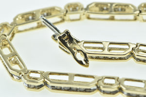 14K 0.75 Ctw Diamond Vintage Bar Link Chain Bracelet 7.5" Yellow Gold