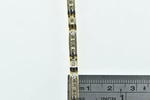 14K 0.75 Ctw Diamond Vintage Bar Link Chain Bracelet 7.5" Yellow Gold