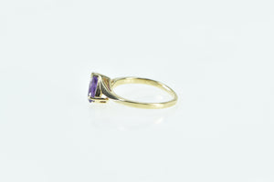 14K Pear Natural Amethyst Diamond Vintage Accent Ring Yellow Gold