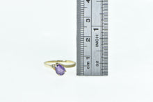 Load image into Gallery viewer, 14K Pear Natural Amethyst Diamond Vintage Accent Ring Yellow Gold