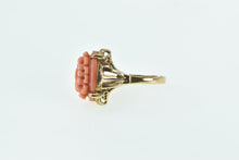 Load image into Gallery viewer, 18K Ornate Carved Floral Coral Vintage Statement Ring Yellow Gold