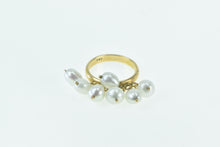 Load image into Gallery viewer, 18K Pearl Fringe Cluster Tassel Statement Band Ring Yellow Gold