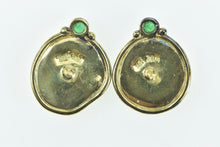 Load image into Gallery viewer, 18K Spanish Shipwreck Coin Emerald Accent Earrings Yellow Gold