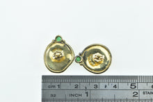 Load image into Gallery viewer, 18K Spanish Shipwreck Coin Emerald Accent Earrings Yellow Gold