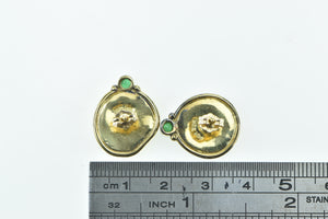 18K Spanish Shipwreck Coin Emerald Accent Earrings Yellow Gold