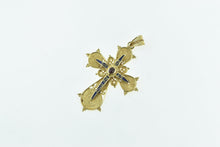 Load image into Gallery viewer, 18K Oval Garnet Enamel Filigree Cross Christian Pendant Yellow Gold